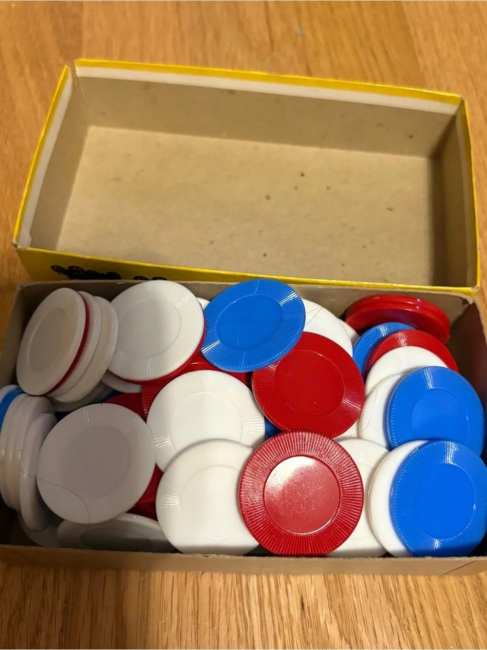 Vintage Poker Chips Red White Blue Plastic